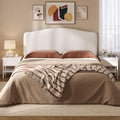 Pinmoco Full Upholstered Headboard, Height Adjustable Velvet, Ivory