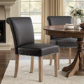 CHUN YI Dining Chairs Set of 2, Faux Leather Dining Room Chairs, Upholstered Modern Kitchen Parsons Chairs for Dining Room with Sturdy Wood Legs, Vintage Grey
