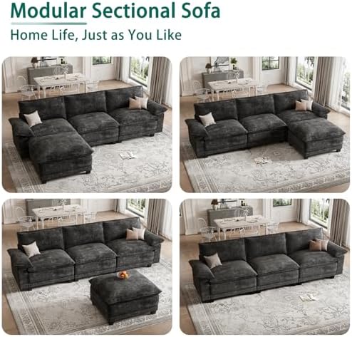 108" Modular Sectional Couch, L Shaped Cloud Sofa for Living Room