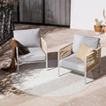 ZANDOR Aluminum Outdoor Patio Furniture 2 Pcs Armchair, All-Weather Metal Modern Outside Furniture with Washable Thick Cushion, HDPE Woven Rope Rattan Bistro Sofa Chair, Garden/Backyard/Porch, Silver