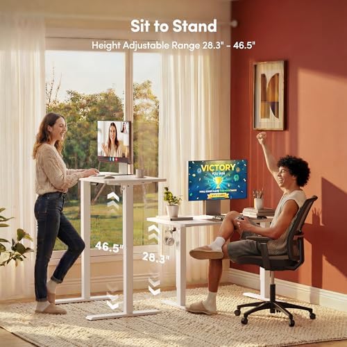 FEZIBO Standing Desk 63 × 28 Inch Electric Height Adjustable, White