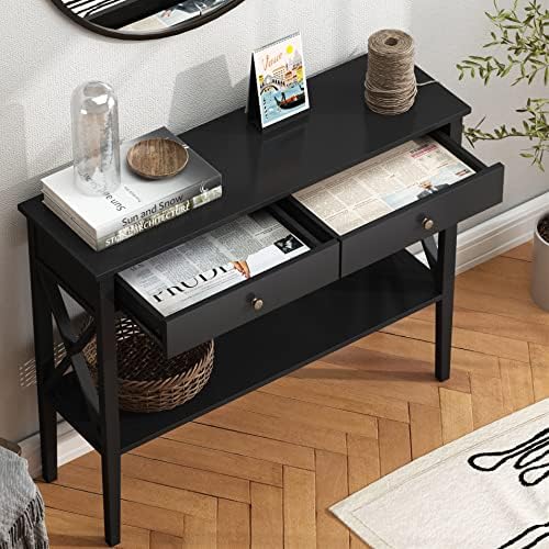 ChooChoo 39" Entryway Table with Drawers and Storage Shelf