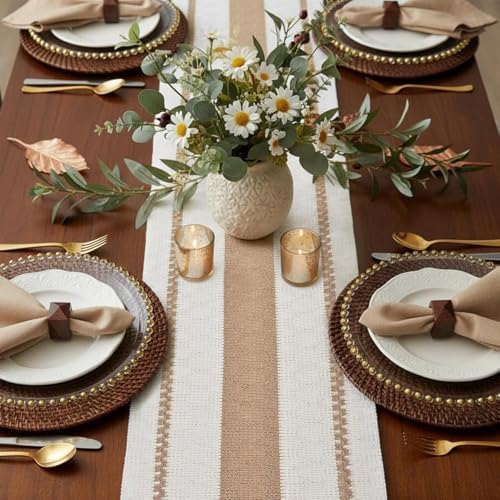 FEXIA Boho Table Runner with Tassels 12x48 Inch for Fall Home Decor