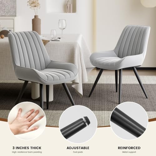 Miereirl 9-Piece Modern Farmhouse Dining Table Set, 86.6" x 47.2" Sturdy Stable Dining Table with 8 Chairs, Rectangular Kitchen Table Set for 8,(Natura Table+8 Grey Chairs)