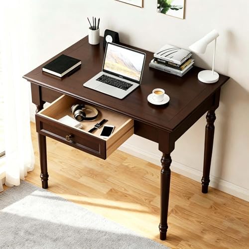 Walnut Writing Desks with Drawers, 35" French Country Style