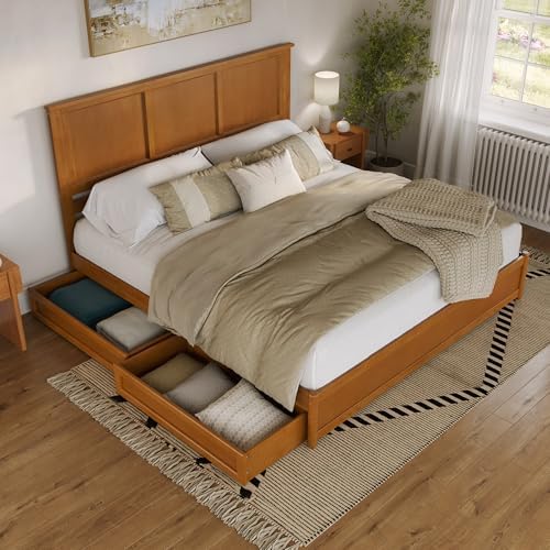 AFI, Felicity King Platform Bed with Panel Footboard & Storage Drawers, Light Toffee