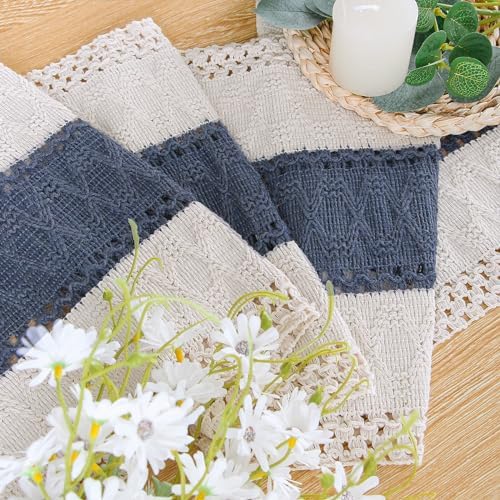 Boho Table Runner for Home Decor 12x72 Blue Fall Rustic Decorations