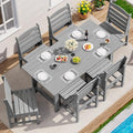 SERWALL Armless Outdoor Dining Set, Patio Dining Set for 6, Light Gray