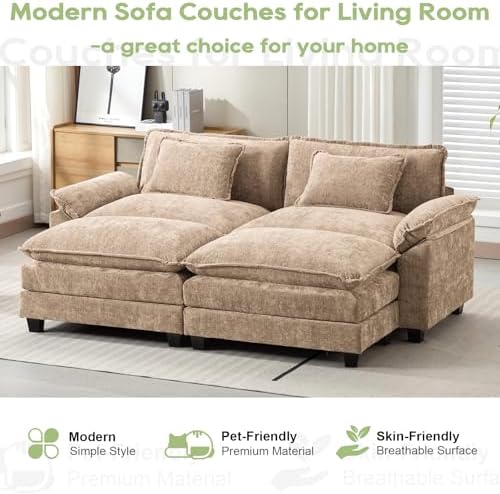 Oprisen 86" Modular Sectional Sofa, Comfy Deep Cloud Couch with Ottoman