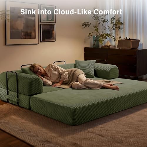 79" Convertible Sofa Bed, Boneless Sleeper Futon Couch for Living Room