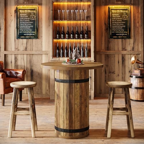 Tribesigns Round Bar Table, 39.4-Inch Bar Height, Bistro Pub Table