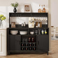 Fluted Coffee Bar Cabinet with Charging Station, 47.2" W Liquor Cabinet