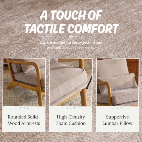 Karl home Mid-Century Modern Accent Reading Chair, Khaki