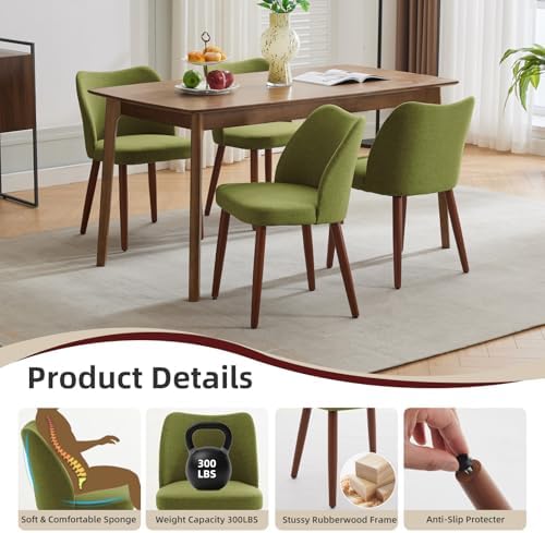 GarveeHome Wooden Dining Chair Set of 4 Upholstered Fabric Dining Chair