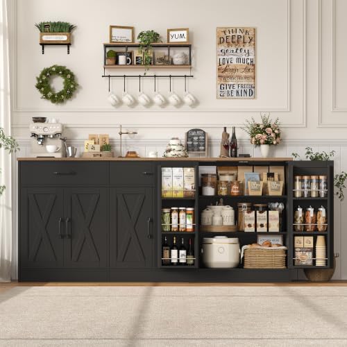 HOSTACK 71" W Kitchen Buffet Cabinet with Storage, Large Coffee Bar Cabinet