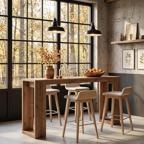 LITTLE TREE Solid Wood Bar Height Table, 70.87” Long Narrow High Top Table