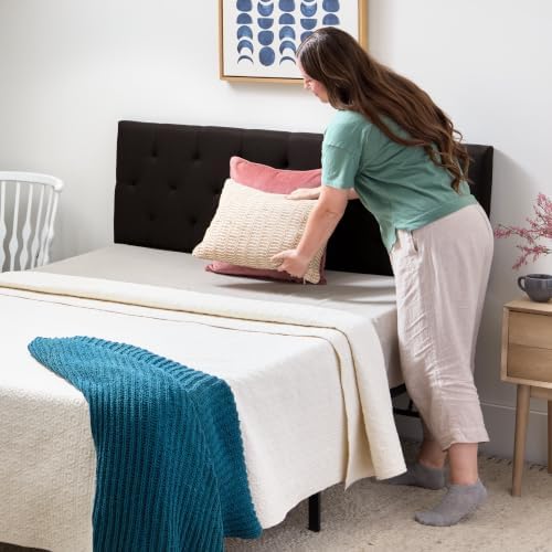 Lucid Mid-Rise Upholstered Headboard - Diamond Tufted - Padded Polyester - Adjustable Height from 34” to 46” - Easy Assembly - Bed Frame or Wall Mount - Sturdy - Black - King / Cal King Size