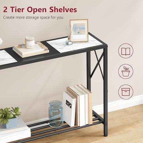 Tajsoon Console Table 41.8", 2 Tier Entryway Table with Storage Shelves
