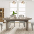 GarveeHome 70.87" Long Oval Dining Table with Wooden Base for 6-8 People
