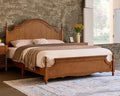LUXOAK King Size Solid Wood Poster Bed, 55" Arched Headboard, Caramel