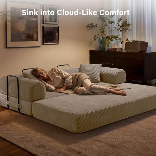 79" Convertible Sofa Bed, Boneless Sleeper Futon Couch for Living Room