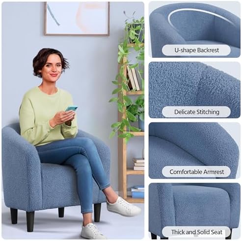 Yaheetech Compact Sherpa Accent Chairs Set of 2 for Small Spaces, Blue