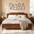 GIANTEX King Size Wooden Bed Frame with Headboard, Wood Slat Support