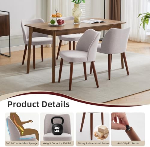 GarveeHome Dining Chairs Set of 4 with Cozy Backrest/Wooden Legs