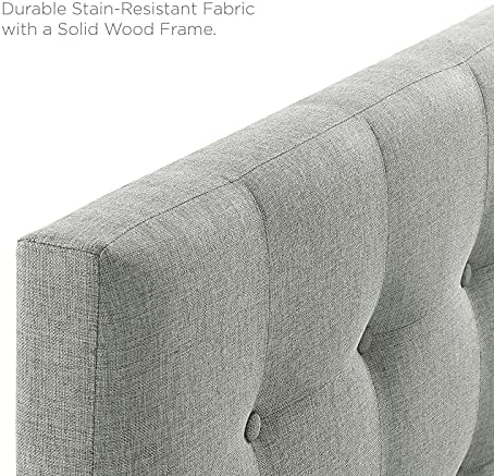 Modway Emily Tufted Button Linen Fabric Upholstered Full Headboard in Gray