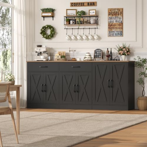 HOSTACK 71" W Kitchen Buffet Cabinet with Storage, Large Coffee Bar Cabinet