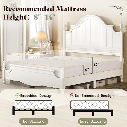 AMERLIFE King Solid Wood Poster Bed with Arched Headboard, White