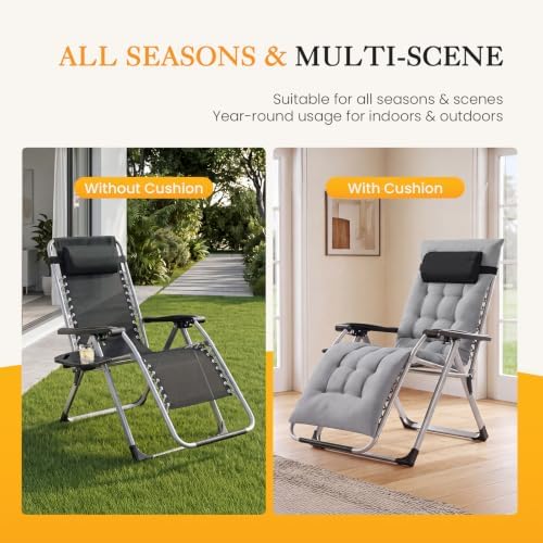 NEWBULIG Zero Gravity Chairs Set of 2 with Cup Holder Trays