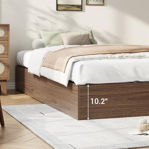 GarveeHome Wood Platform Bed Frame, Twin Bed Frame with 2 Drawers