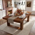 Miereirl 9-Piece Modern Farmhouse Dining Table Set, 86.6" x 47.2" Sturdy Stable Dining Table with 8 Chairs, Rectangular Kitchen Table Set for 8,(Brown Table+8 Brown Chairs)