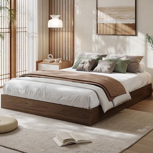 GarveeHome Wood Platform Bed Frame, Queen Bed Frame Without Headboard