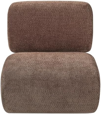 Merax 28" Modern Curved Boucle Accent Chair with Solid Wood Base, Mid-Century Armless Upholstered Slipper Lounge Chair for Living Room, Bedroom, Reading Nook, Natural + Brown