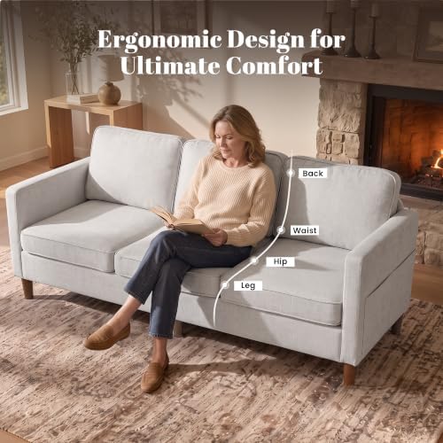 80" Chenille Sofa Mid Century Modern 3 Seater Couch for Living Room Office