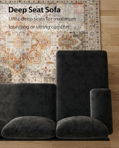 U-Shaped Sectional Couches for Living Room | 112 Inch Modern Sectional Couch | Chenille Sofa with Double Chaise for Apartment Black
