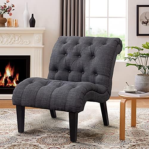 Mid Century Modern Accent Chair, Button Tufted Upholstered Chair
