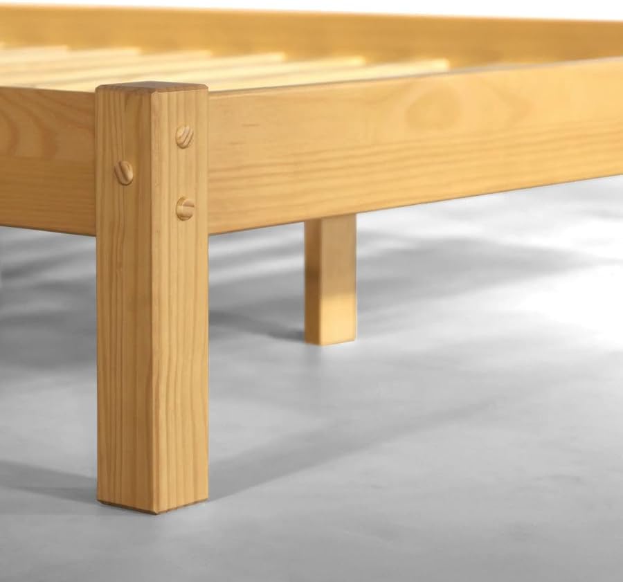Grain Wood Furniture Shaker Solid Wood Panel Platform Bed, King Size, Natural