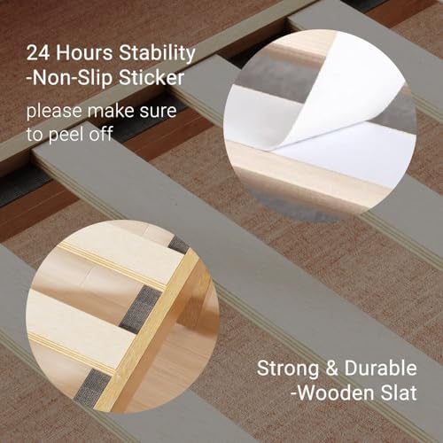 LIFEMENT King Bed Frame Classic Wood Platform, Noise Free, Under Bed Storage, No Box Spring Needed, Easy Assembly, Natural