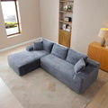105-Inch L-Shaped Left Facing Corner Compressed Sofa Modular Sectional Boneless Cloud Sofa Floor Foam Couch with Chaise Lounge, Corduroy Corner Boneless Cloud Couch