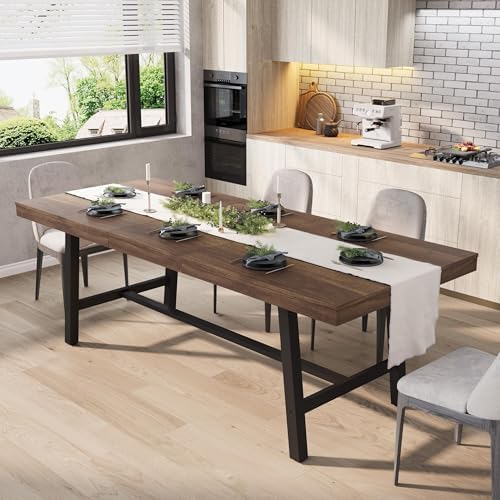 Garvee 63-83" Extendable Dining Table, Expandable Kitchen Table, Brown