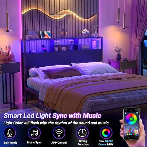 Aheaplus Headboard for Queen Size Bed with Storage, Headboards with Outlets