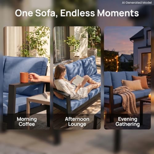 Wisteria Lane Aluminum Outdoor Couch, Patio Sofa with 5" Thick Cushions