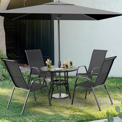 VINGLI Patio Chairs Set of 8, Black