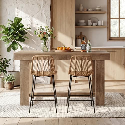 LITTLE TREE 63" Bar Table, Farmhouse Counter Height Table with Footrest