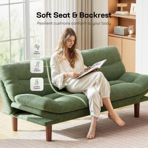 Marsail 66.02" Futon Sofa Bed, Convertible Couch & Sleeper Sofa, Sage Green