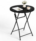 Folding Height Cocktail Table with Metal Legs 32'' Round Top for Small Spaces Bar Wedding Party Indoor Outdoor Use, Black