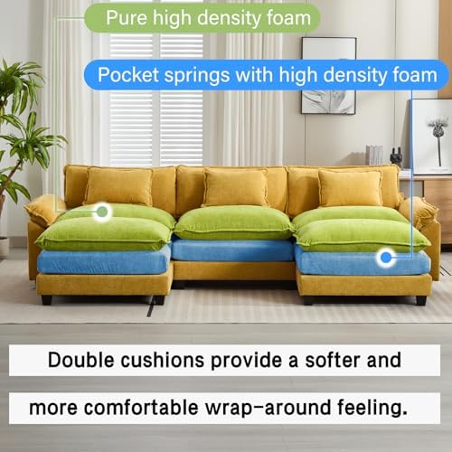 Oprisen 120" Modular Sectional Sofa, Comfy Deep Cloud Couch with Ottoman